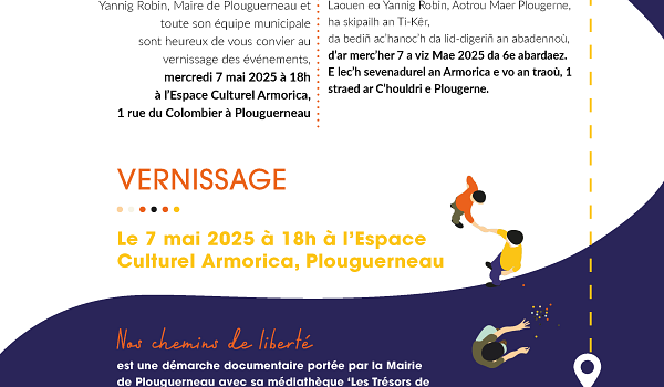 Vernissage "Nos chemins de liberté" (expo du 7 au 28 mai) - Rdv mercredi 7 mai à 18h à l'Armorica !